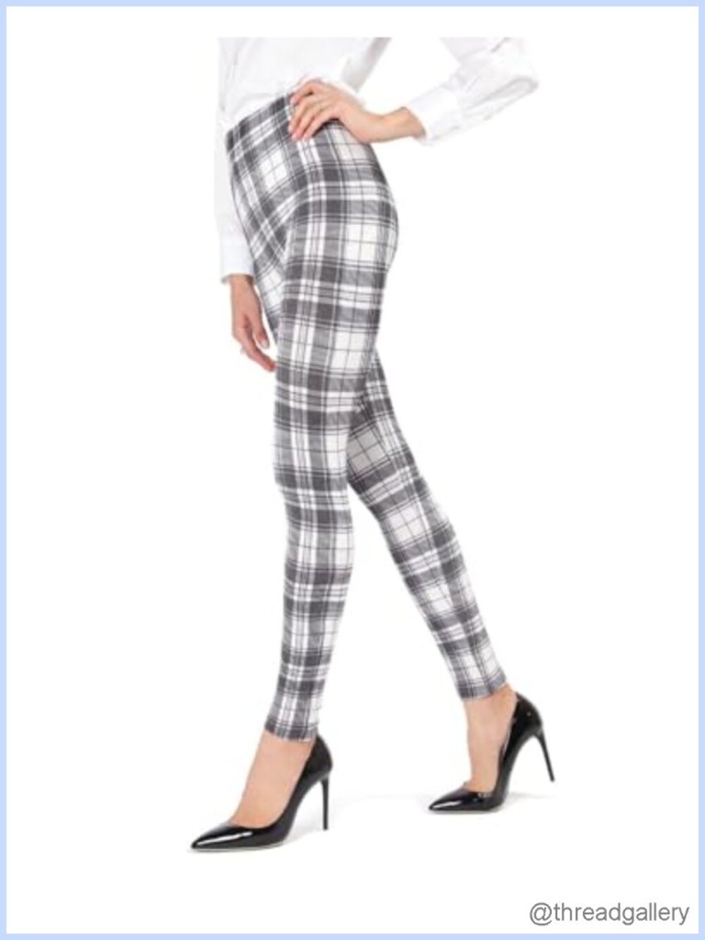 Tartan Shaping Leggings High Waist Compression Skinny Fit Yoga